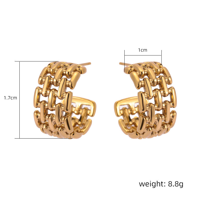 European And American Retro Style Classic Irregular Micro-inlaid Stainless Steel Earrings