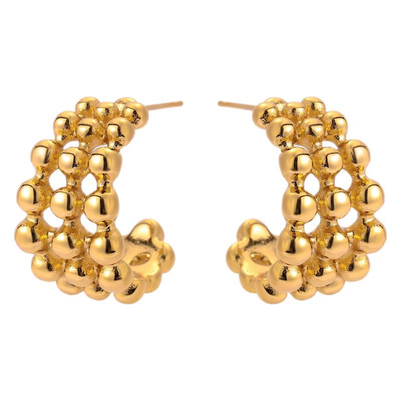 European And American Retro Style Classic Irregular Micro-inlaid Stainless Steel Earrings
