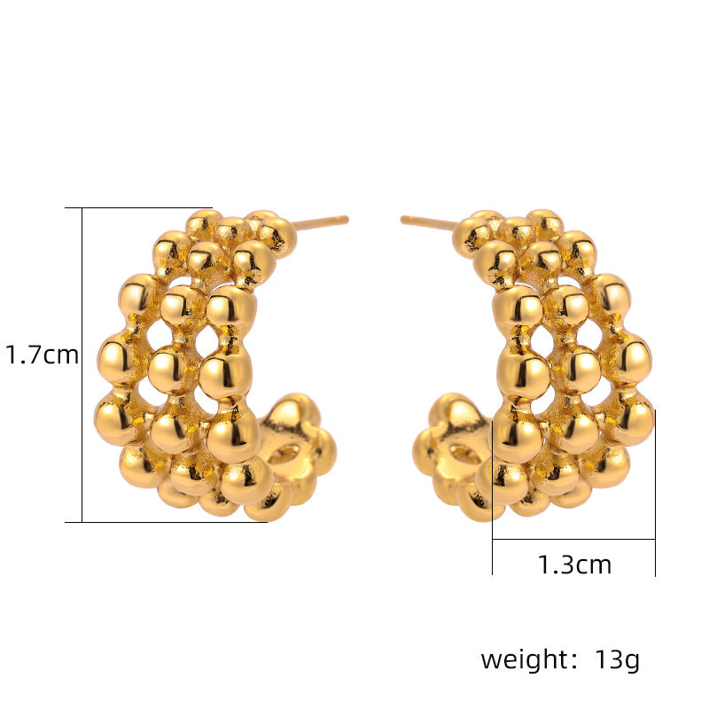 European And American Retro Style Classic Irregular Micro-inlaid Stainless Steel Earrings