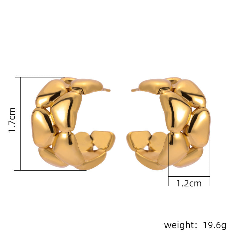 European And American Retro Style Classic Irregular Micro-inlaid Stainless Steel Earrings