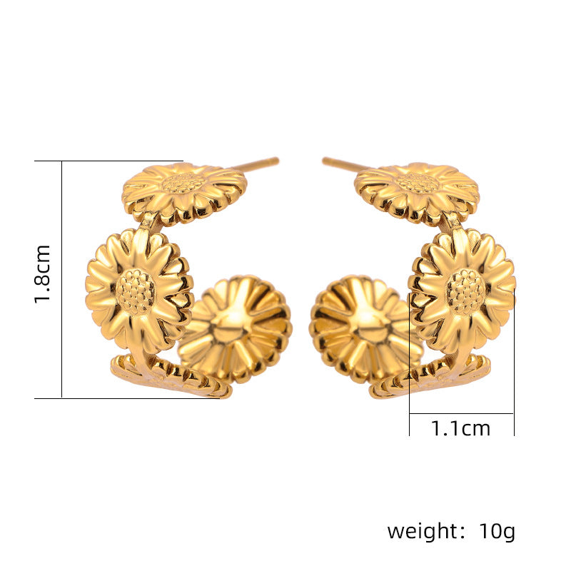 European And American Retro Style Classic Irregular Micro-inlaid Stainless Steel Earrings