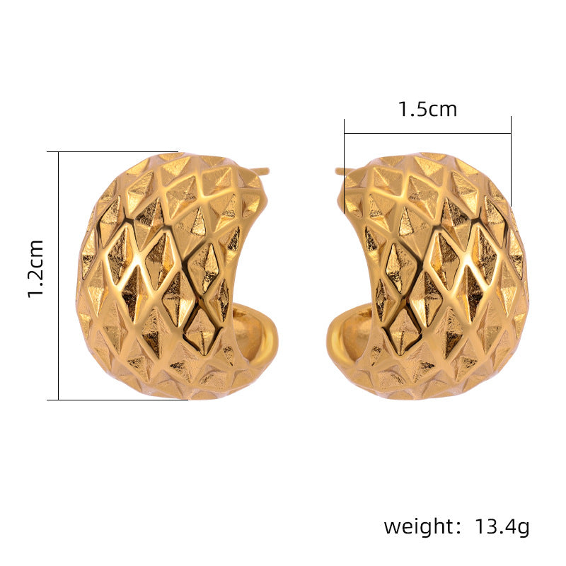 European And American Retro Style Classic Irregular Micro-inlaid Stainless Steel Earrings