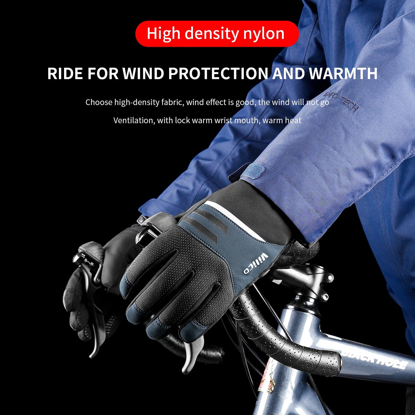 Black Winter Warm Full Waterproof Fingers Cycling Outdoor Sports Running Motorcycle Snowboard Touch Screen Fleece Skiing Gloves