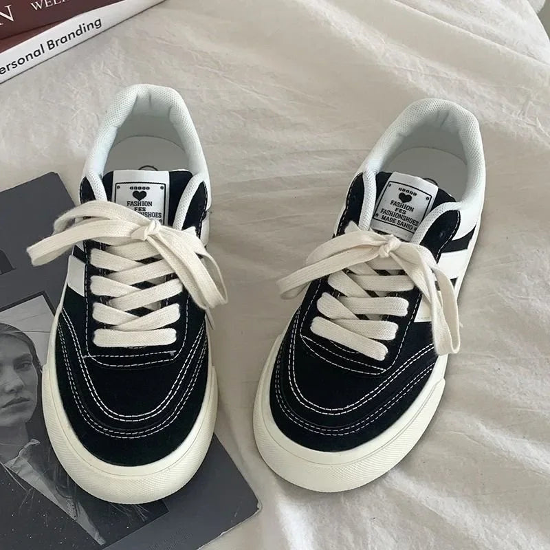 Autumn New Style Red Thick Sole Canvas Shoes Leisure Fashion Women's Shoes Simple Increase Height Lace Up Women's Shoes