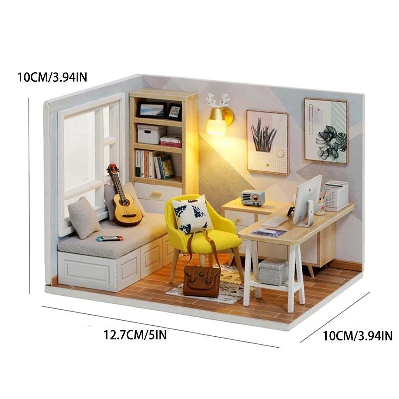 Mini Doll House Kit DIY Flower House Handmade 3D Puzzle Assembly Building Model Toys Home Bedroom Decoration with Furniture Gift