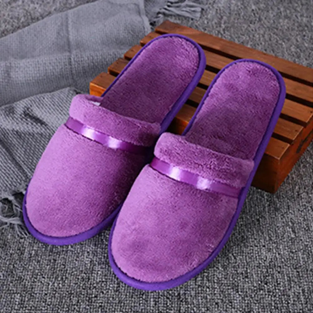 1Pair Coral fleece Men Women Cheap Hotel Slippers Cotton Slides Home Travel SPA Slipper Hospitality Comfort Home Guest Shoes