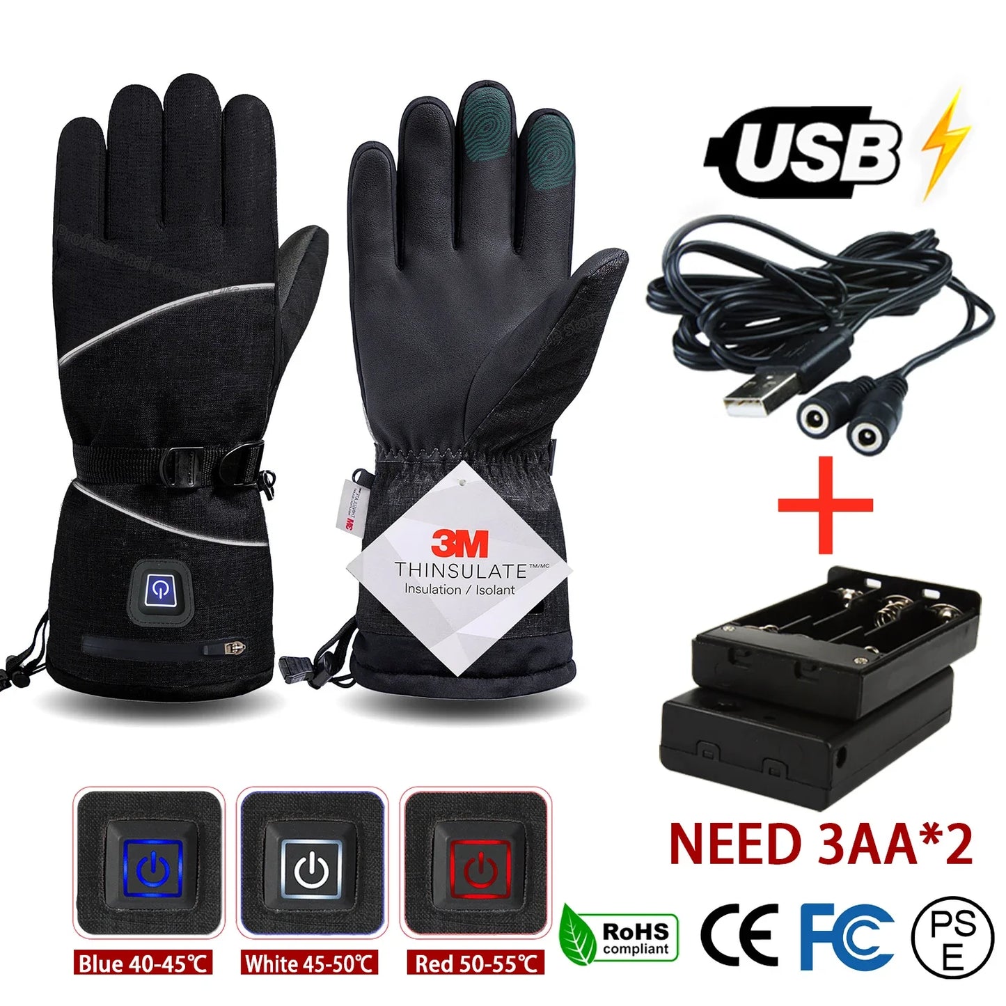 Men Winter Waterproof Cycling Gloves Outdoor Sports Running Motorcycle Ski Touch Screen Fleece Gloves Non-slip Warm Full Fingers