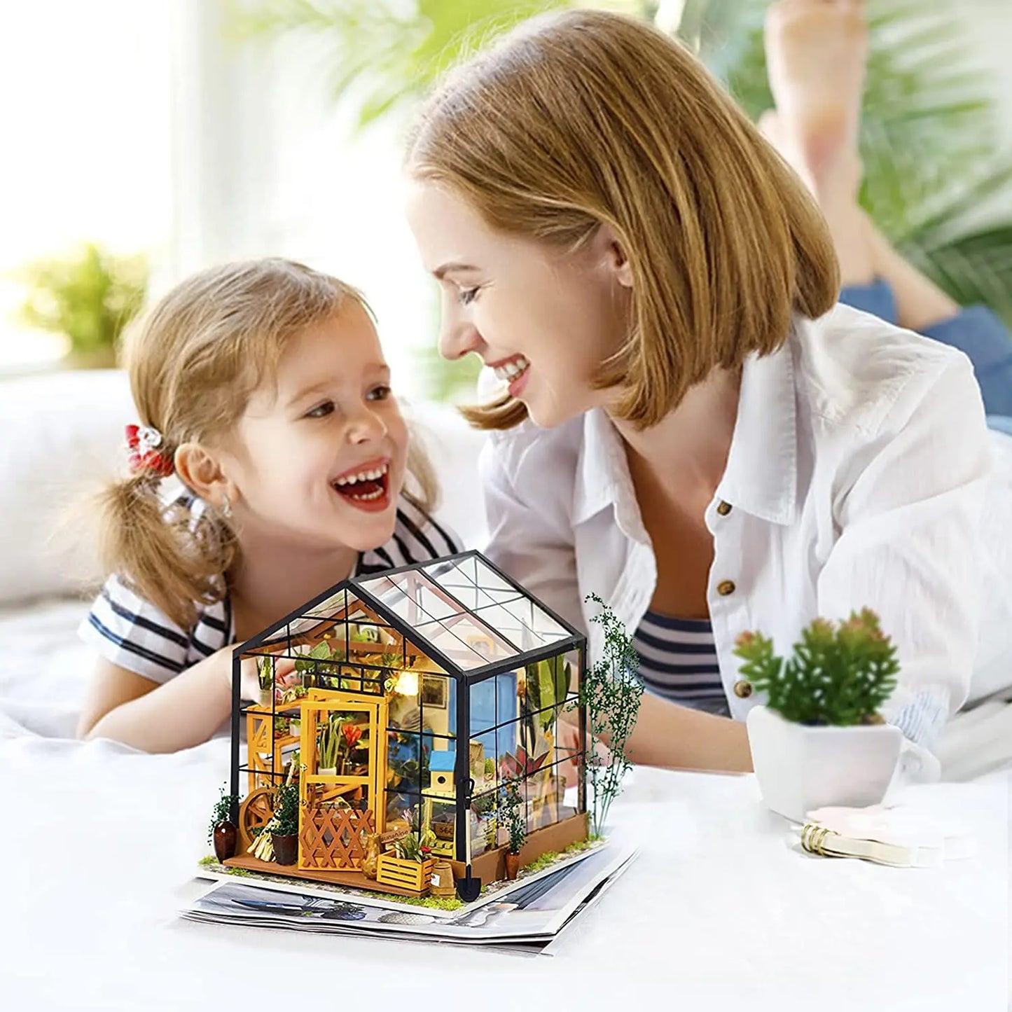 Robotime DIY Doll House with Furniture Children Adult Green Miniature Dollhouse Wooden Kits Assemble Toy Xmas Brithday Gifts