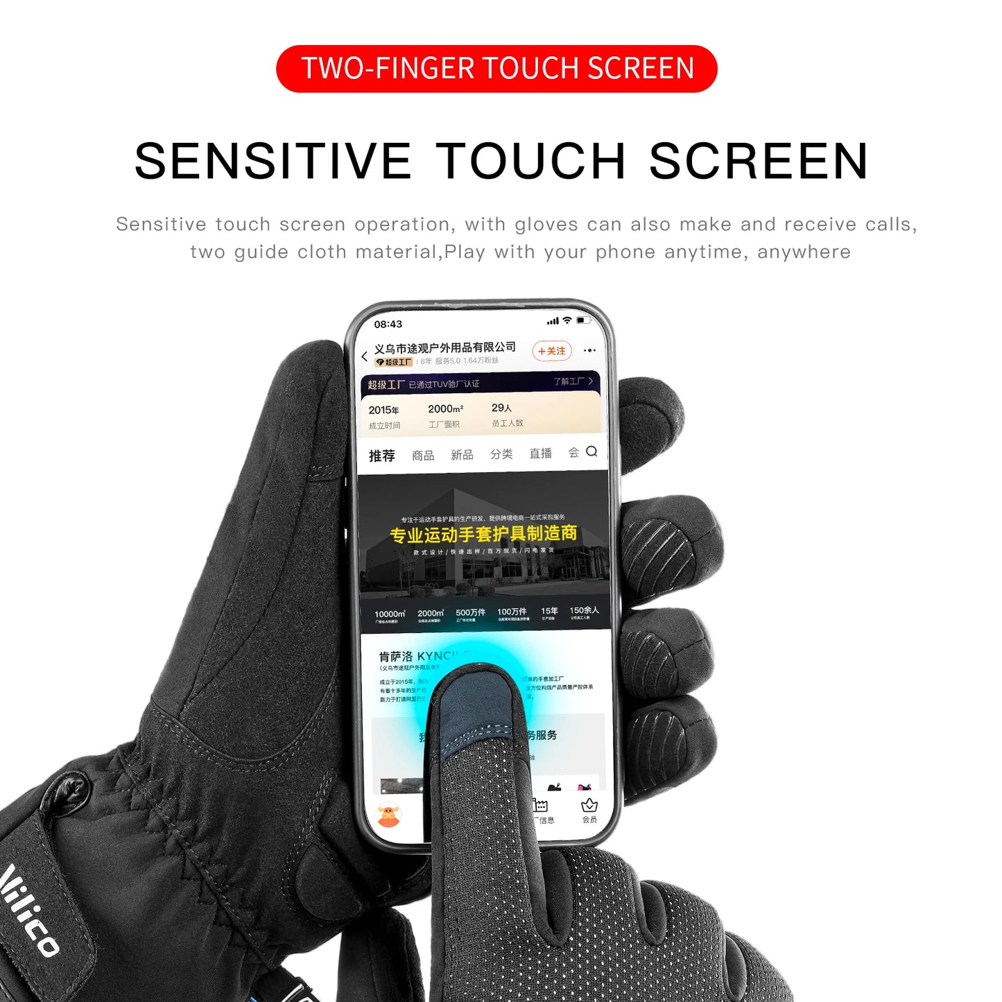 Black Winter Warm Full Waterproof Fingers Cycling Outdoor Sports Running Motorcycle Snowboard Touch Screen Fleece Skiing Gloves