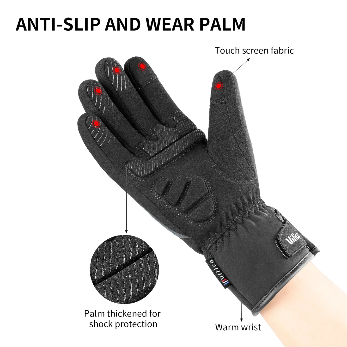 Black Winter Warm Full Waterproof Fingers Cycling Outdoor Sports Running Motorcycle Snowboard Touch Screen Fleece Skiing Gloves