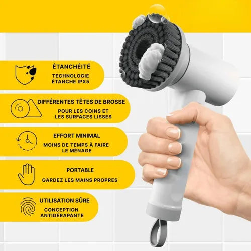 Customizable Electric Spin Scrubber With 5 Replaceable Brush Head Power Electric Cleaning Brush Handheld Shower Scrubber