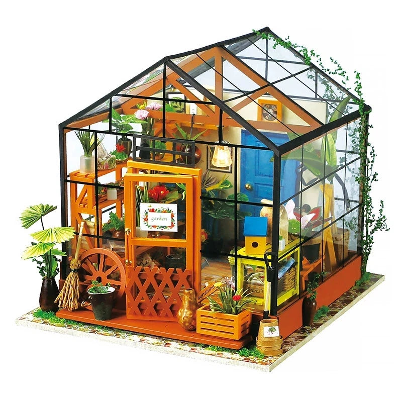Robotime DIY Doll House with Furniture Children Adult Green Miniature Dollhouse Wooden Kits Assemble Toy Xmas Brithday Gifts