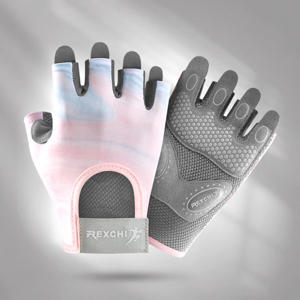 Cycling Gloves Women Fitness Gloves Gym Weightlifting Yoga Bodybuilding Training Thin Breathable Non-slip Half Finger Gloves