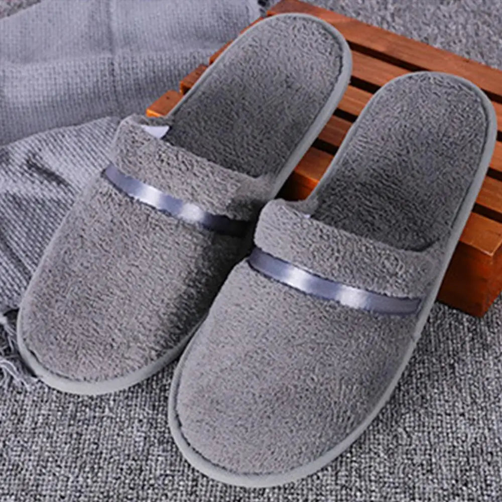 1Pair Coral fleece Men Women Cheap Hotel Slippers Cotton Slides Home Travel SPA Slipper Hospitality Comfort Home Guest Shoes