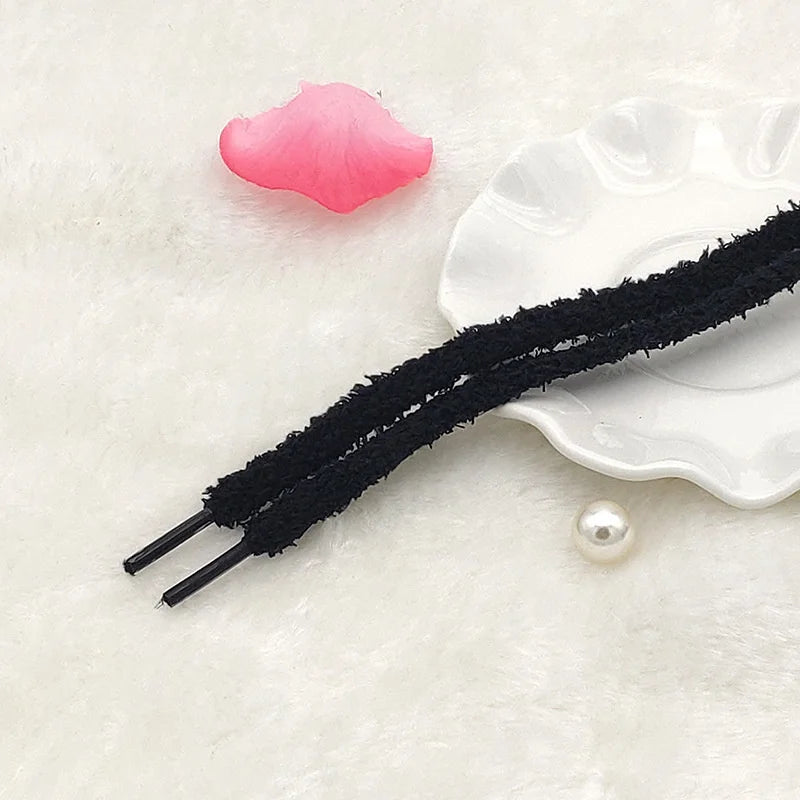 1 Pair New Cute Plush Sneakers Shoelaces Pink White Black Hairy Soft Laces For High-top Canvas Casual Flat Shoes Strings