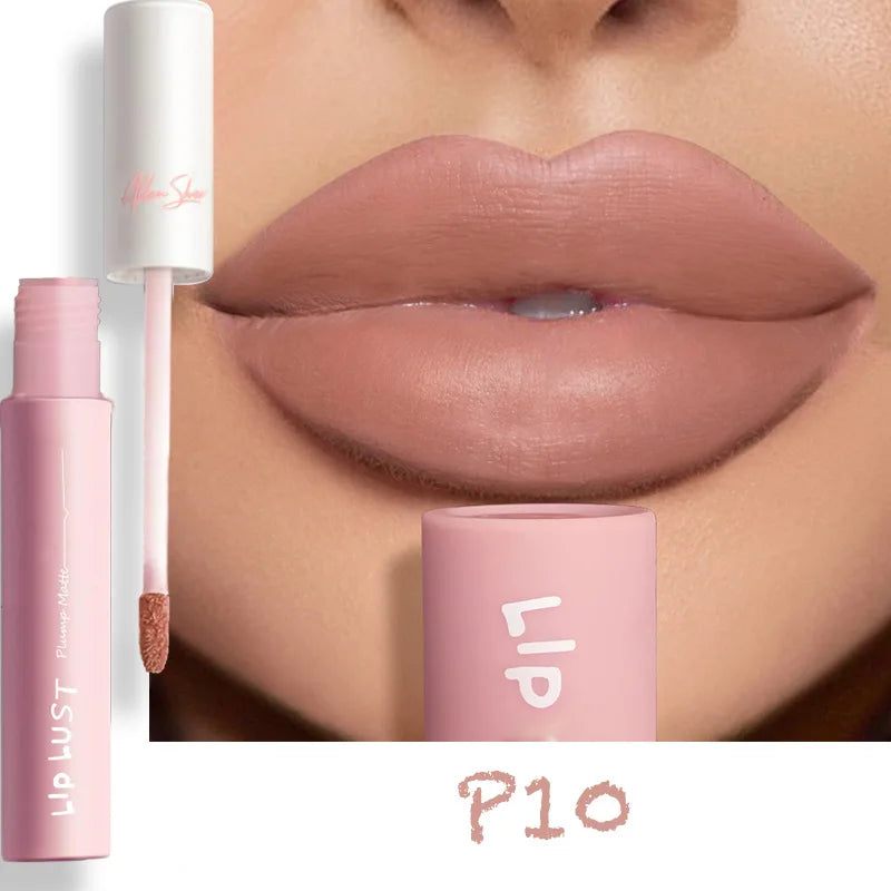 10 Colors Nude Pink Lip Gloss Waterproof Matte Liquid Lipstick Long Lasting Non Sticky Cup Sexy Red Lip Tint Makeup Cosmetics