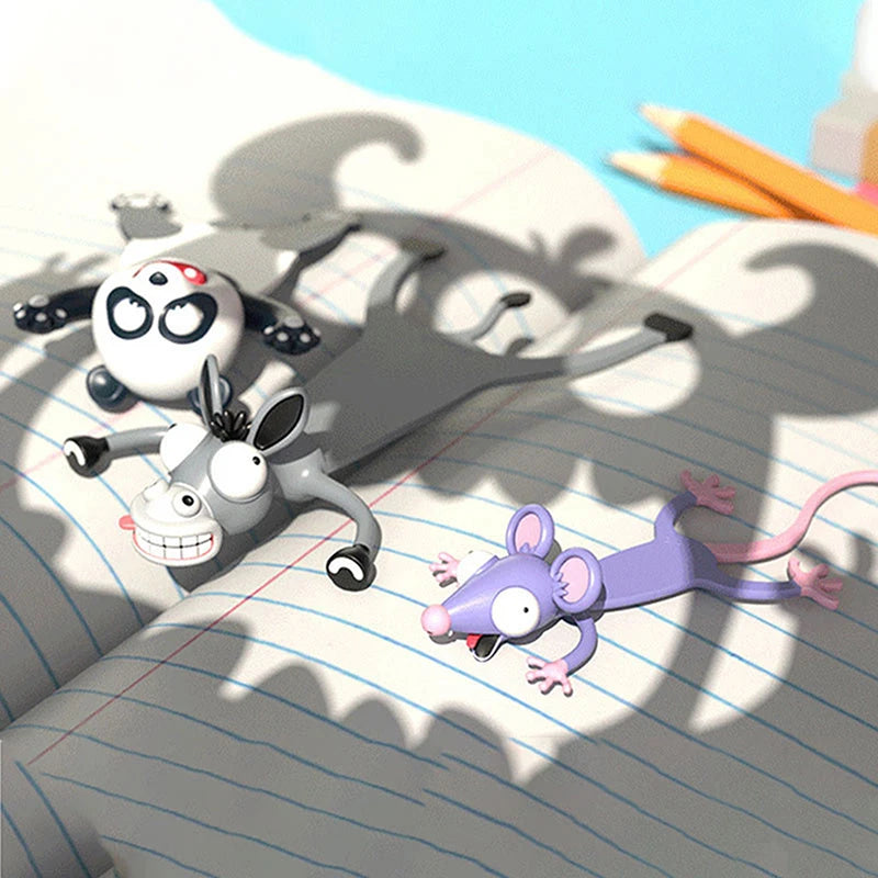 Cartoon Animal Bookmarks PVC 3D Stereo Wacky Book Markers Student Stationery Gifts Party Gift