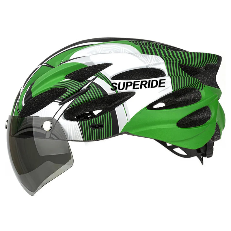 SUPERIDE Men Women Cycling Helmet with Magnetic Goggles & Sun Visor Sports Ultralight Road Bike MTB Bicycle Helmet