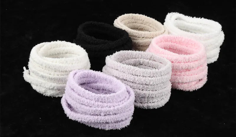 1 Pair New Cute Plush Sneakers Shoelaces Pink White Black Hairy Soft Laces For High-top Canvas Casual Flat Shoes Strings