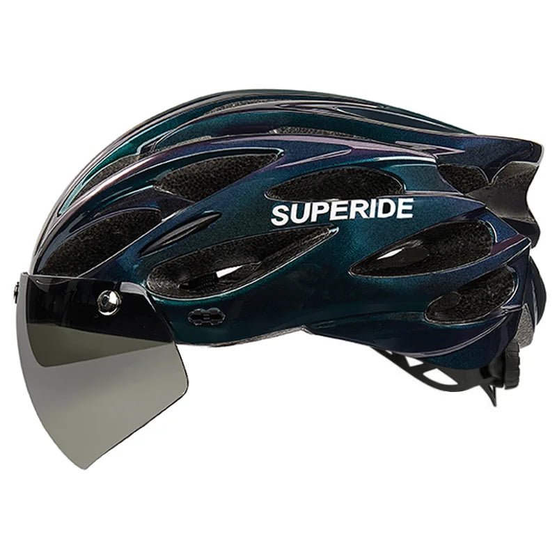 SUPERIDE Men Women Cycling Helmet with Magnetic Goggles & Sun Visor Sports Ultralight Road Bike MTB Bicycle Helmet