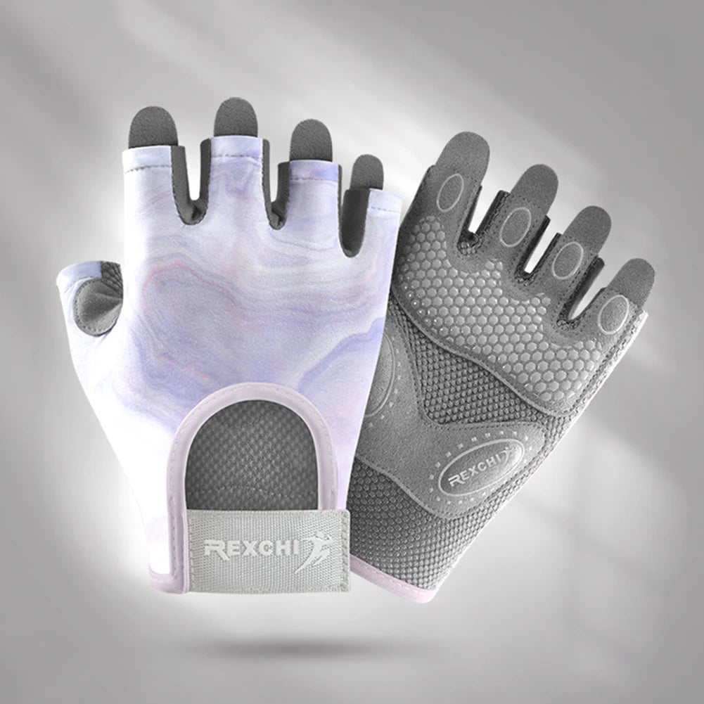 Cycling Gloves Women Fitness Gloves Gym Weightlifting Yoga Bodybuilding Training Thin Breathable Non-slip Half Finger Gloves