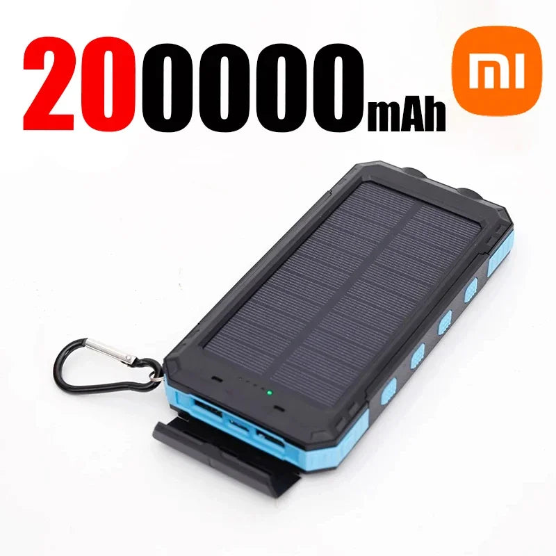Xiaomi Solar Power Bank 200000mAh Portable Charging Poverbank External Battery Charger Strong Light LDE Light for iphone samsung