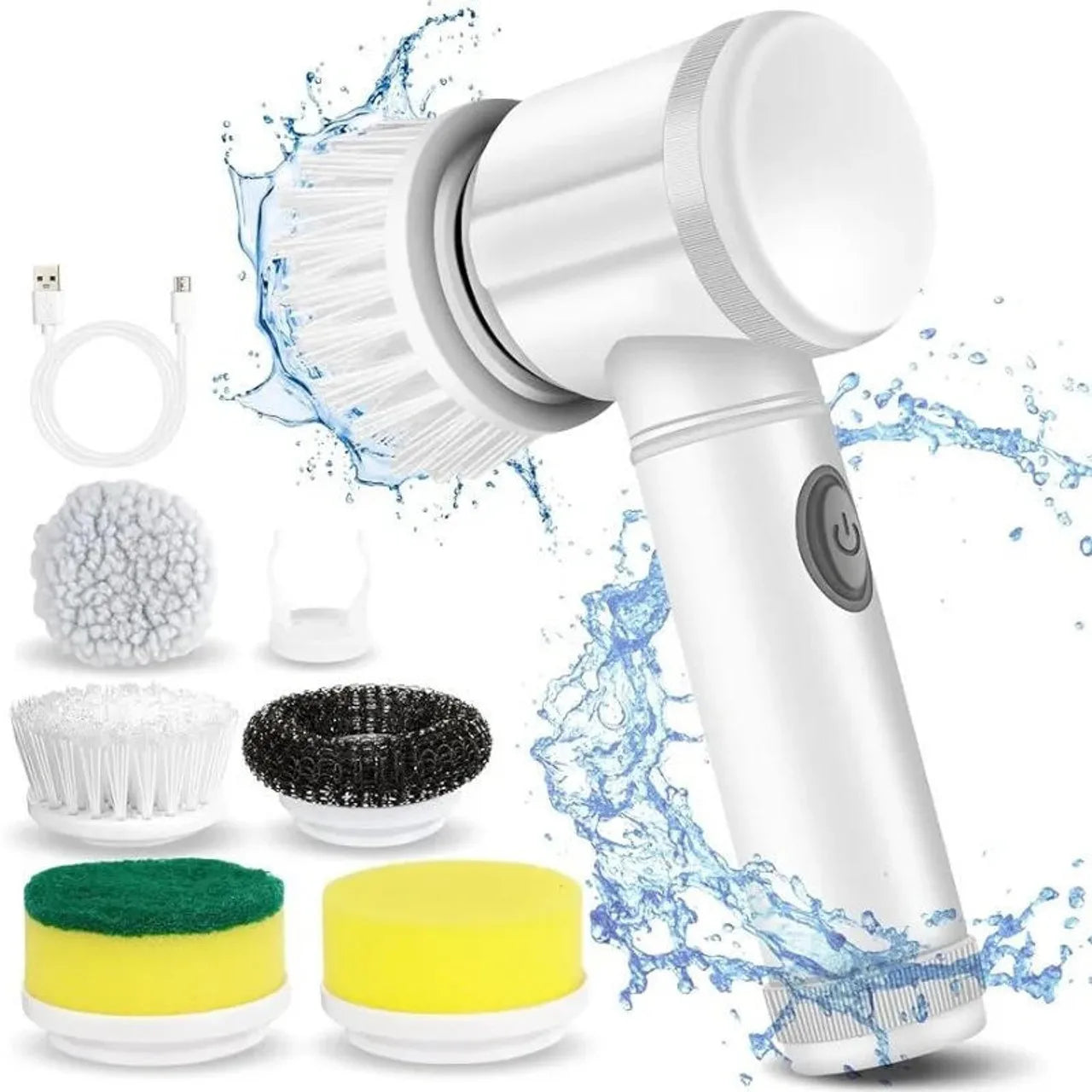 Customizable Electric Spin Scrubber With 5 Replaceable Brush Head Power Electric Cleaning Brush Handheld Shower Scrubber