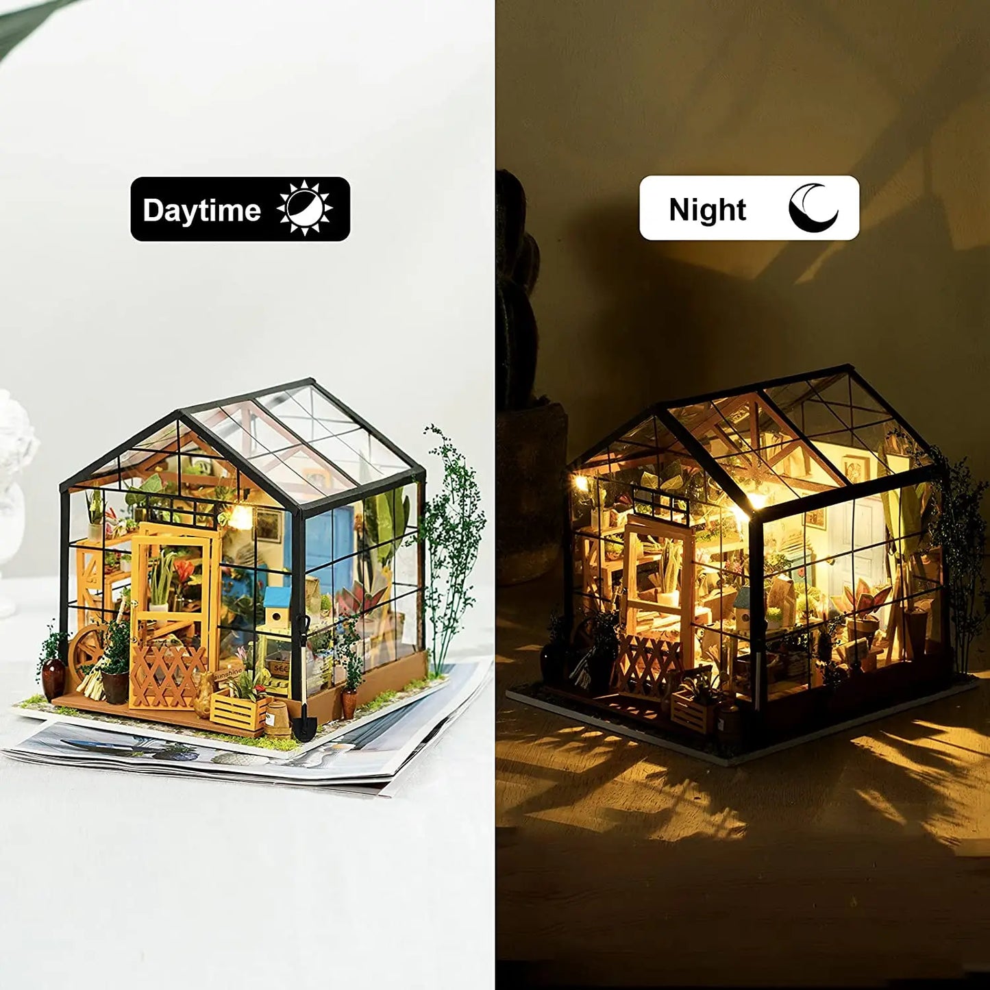 Robotime DIY Doll House with Furniture Children Adult Green Miniature Dollhouse Wooden Kits Assemble Toy Xmas Brithday Gifts