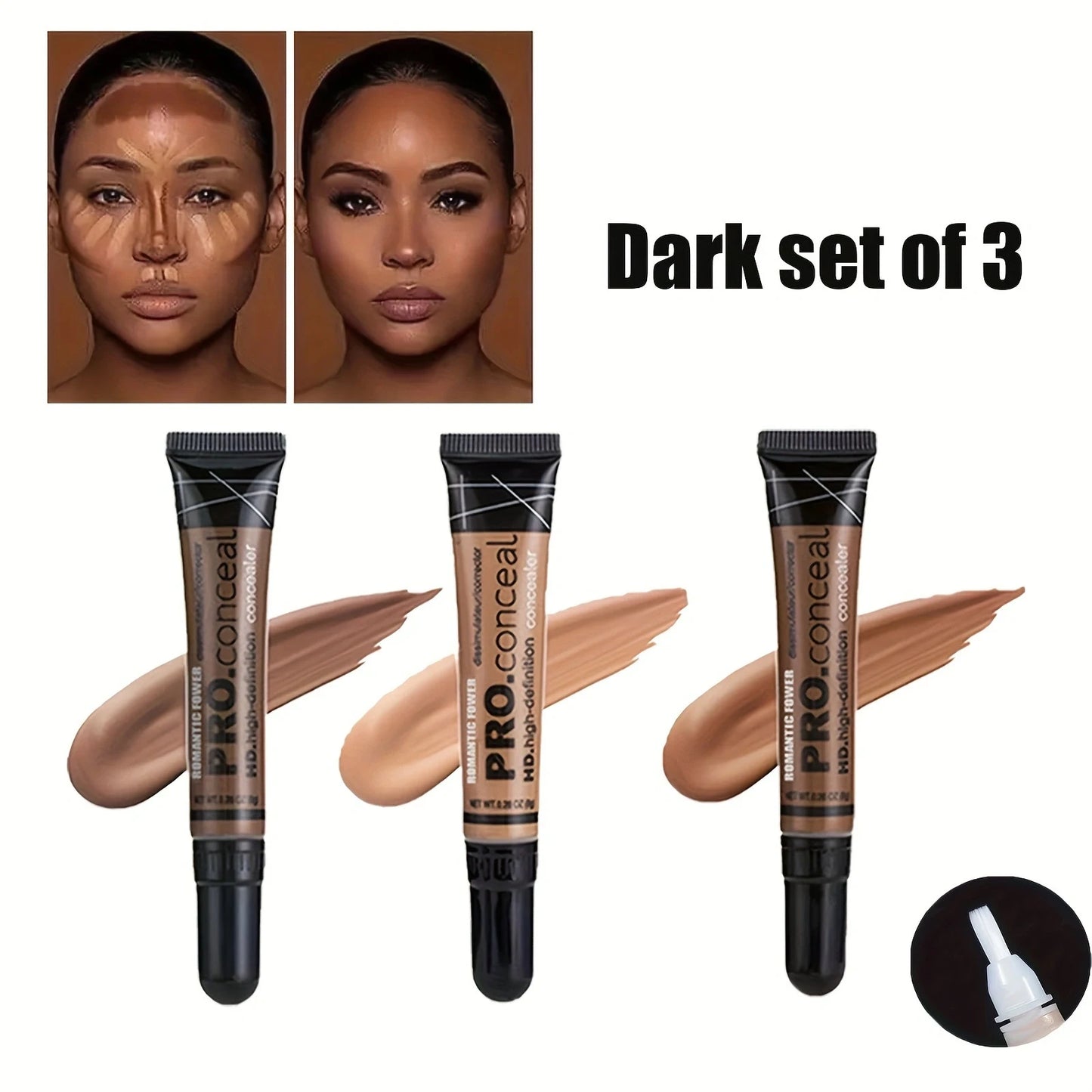 3-Color Matte Liquid Concealer Set for Eyes, Naturally Lightweight, Sweat-Proof, Fade-Free Coverup Makeup, Multi-Purpose Smooth