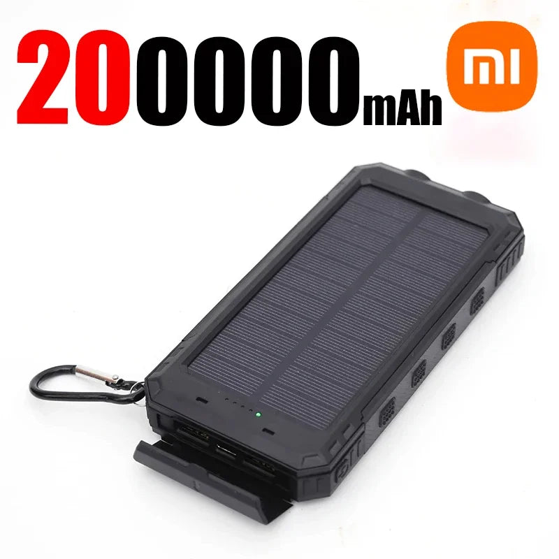 Xiaomi Solar Power Bank 200000mAh Portable Charging Poverbank External Battery Charger Strong Light LDE Light for iphone samsung
