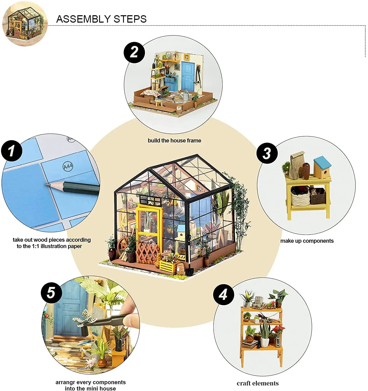 Robotime DIY Doll House with Furniture Children Adult Green Miniature Dollhouse Wooden Kits Assemble Toy Xmas Brithday Gifts