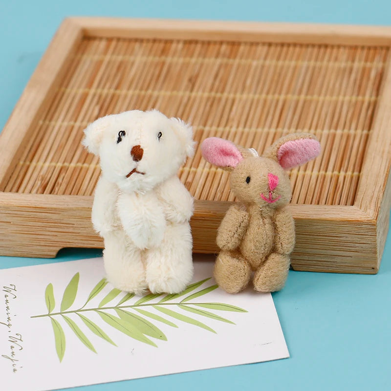 High Quality 5cm Soft Mini Plush Rabbit dollhouse Miniature Accessories Animal Toy Furniture for Doll Home Decoration 1pc