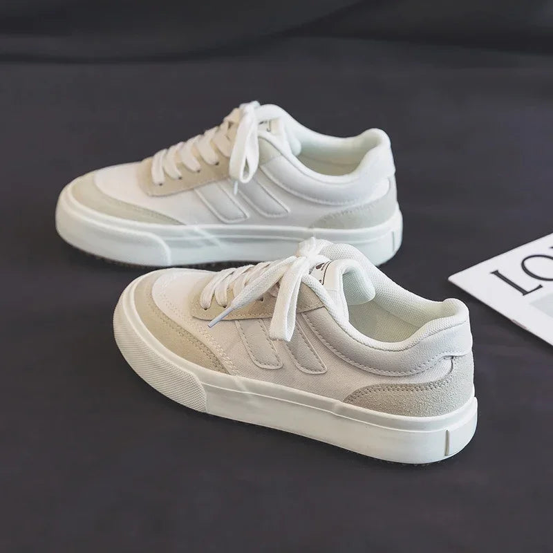 Autumn New Style Red Thick Sole Canvas Shoes Leisure Fashion Women's Shoes Simple Increase Height Lace Up Women's Shoes
