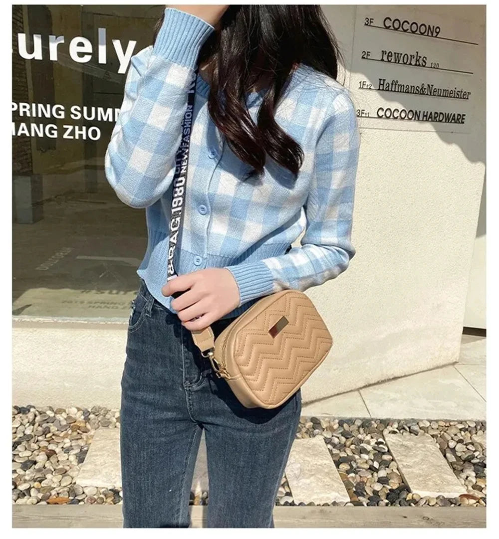 1Pcs Messenger Bag for Women Trend Lingge Embroidery Camera Female Shoulder Bag Fashion Ladies Crossbody Bags Bags for Wome