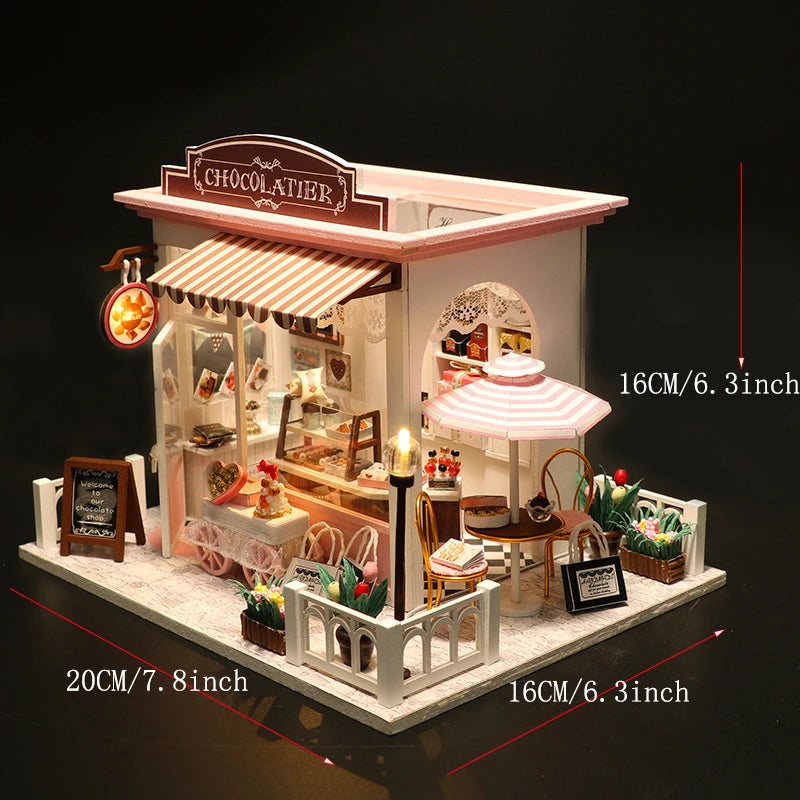 Mini Doll House Kit DIY Flower House Handmade 3D Puzzle Assembly Building Model Toys Home Bedroom Decoration with Furniture Gift