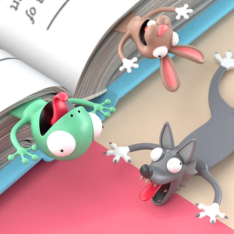 Cartoon Animal Bookmarks PVC 3D Stereo Wacky Book Markers Student Stationery Gifts Party Gift