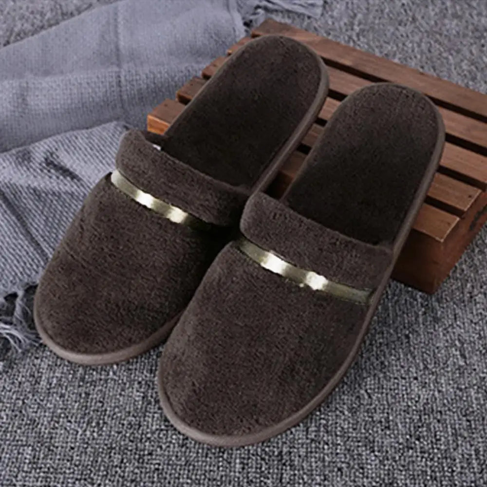 1Pair Coral fleece Men Women Cheap Hotel Slippers Cotton Slides Home Travel SPA Slipper Hospitality Comfort Home Guest Shoes