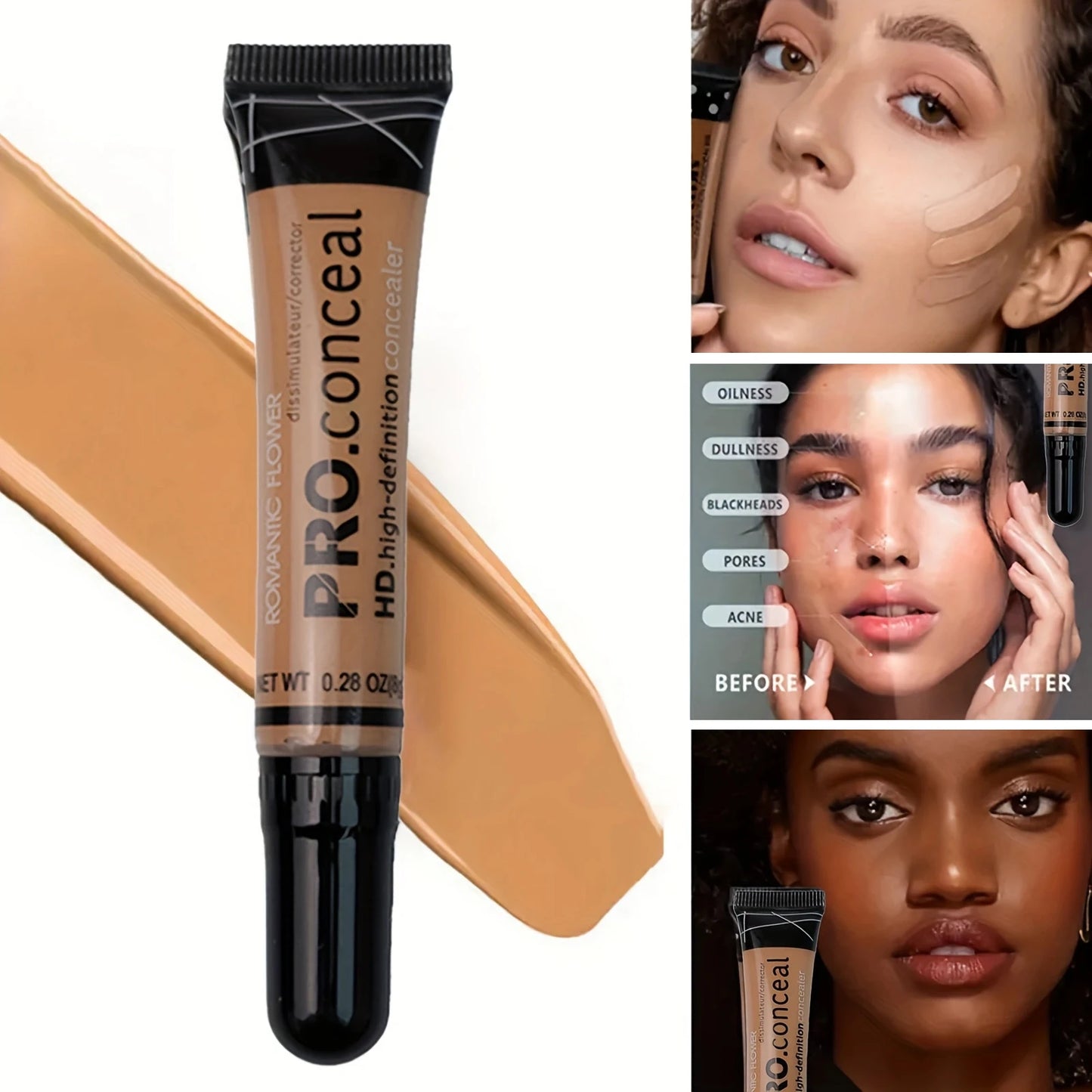 3-Color Matte Liquid Concealer Set for Eyes, Naturally Lightweight, Sweat-Proof, Fade-Free Coverup Makeup, Multi-Purpose Smooth