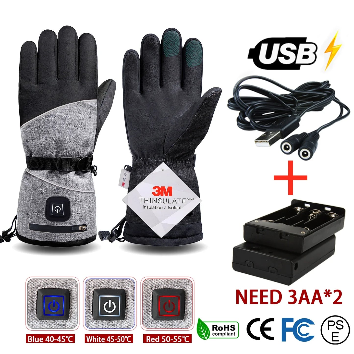 Men Winter Waterproof Cycling Gloves Outdoor Sports Running Motorcycle Ski Touch Screen Fleece Gloves Non-slip Warm Full Fingers