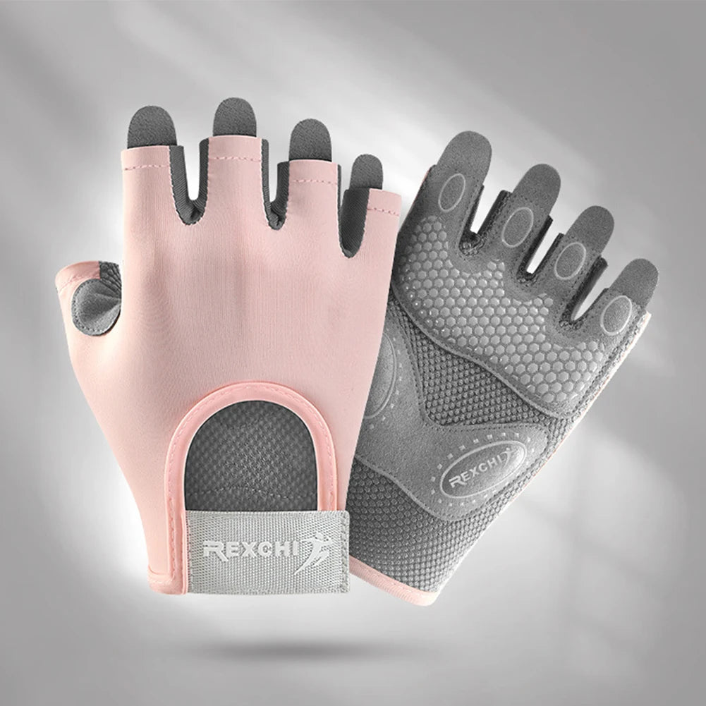 Cycling Gloves Women Fitness Gloves Gym Weightlifting Yoga Bodybuilding Training Thin Breathable Non-slip Half Finger Gloves