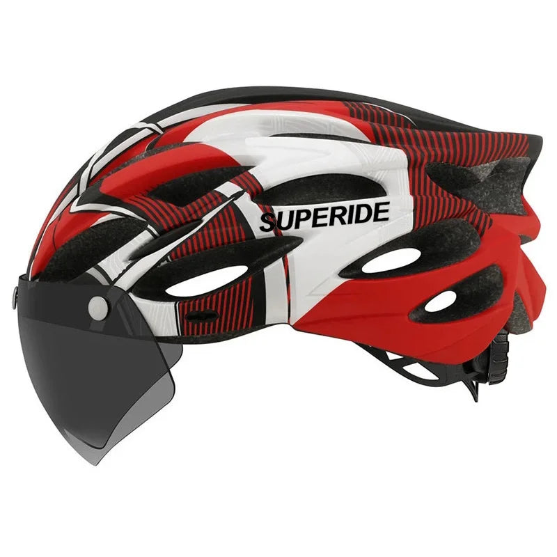SUPERIDE Men Women Cycling Helmet with Magnetic Goggles & Sun Visor Sports Ultralight Road Bike MTB Bicycle Helmet