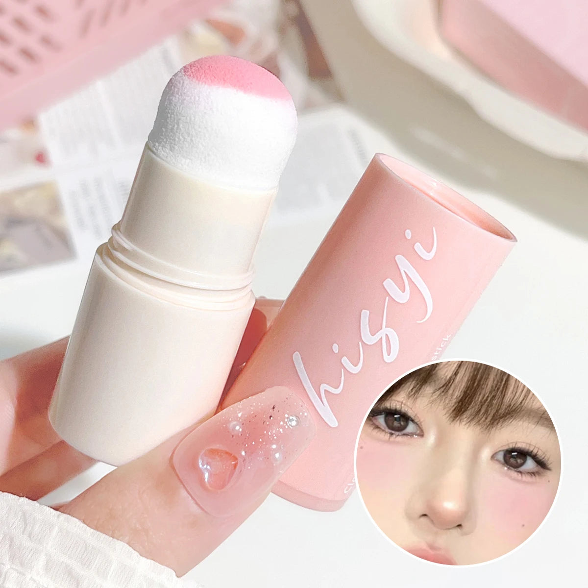 Cloud Soft Matte Blush Stick for a vibrant, brightening, natural bare makeup look, enhancing flawless skin tone
