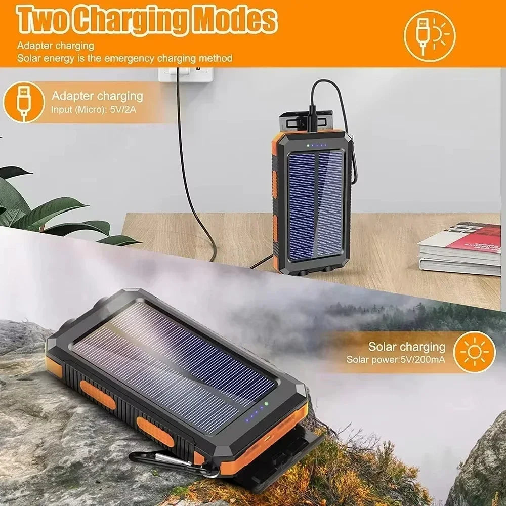 Xiaomi Solar Power Bank 200000mAh Portable Charging Poverbank External Battery Charger Strong Light LDE Light for iphone samsung