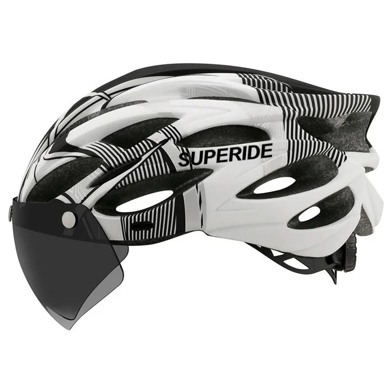 SUPERIDE Men Women Cycling Helmet with Magnetic Goggles & Sun Visor Sports Ultralight Road Bike MTB Bicycle Helmet