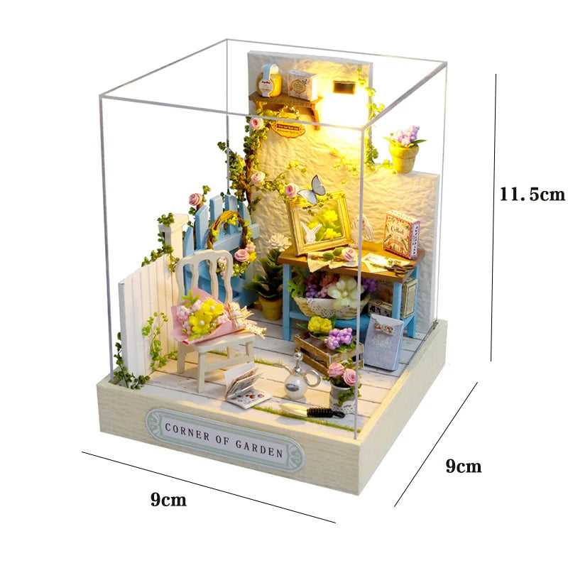 Mini Doll House Kit DIY Flower House Handmade 3D Puzzle Assembly Building Model Toys Home Bedroom Decoration with Furniture Gift