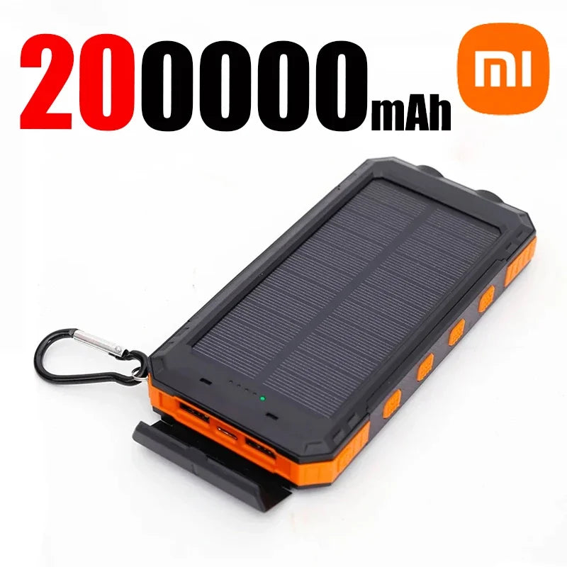 Xiaomi Solar Power Bank 200000mAh Portable Charging Poverbank External Battery Charger Strong Light LDE Light for iphone samsung
