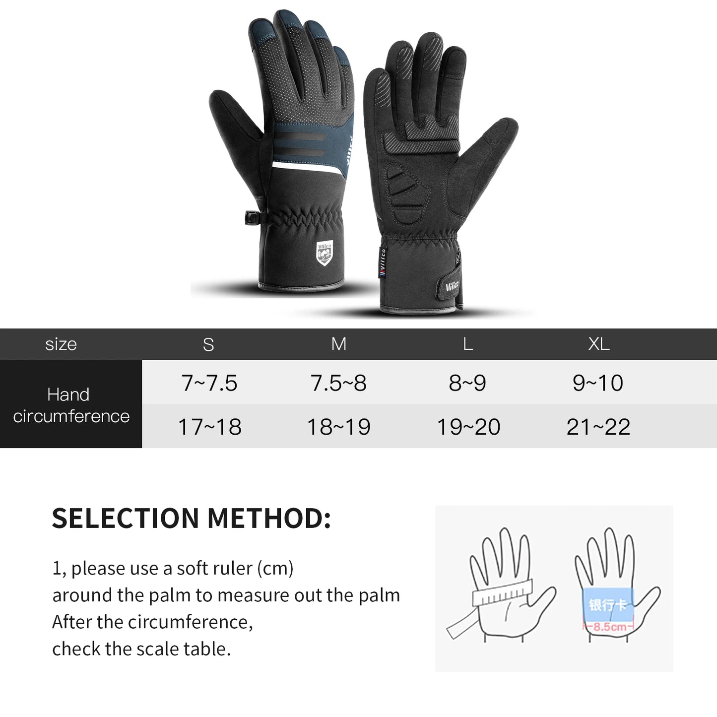 Black Winter Warm Full Waterproof Fingers Cycling Outdoor Sports Running Motorcycle Snowboard Touch Screen Fleece Skiing Gloves