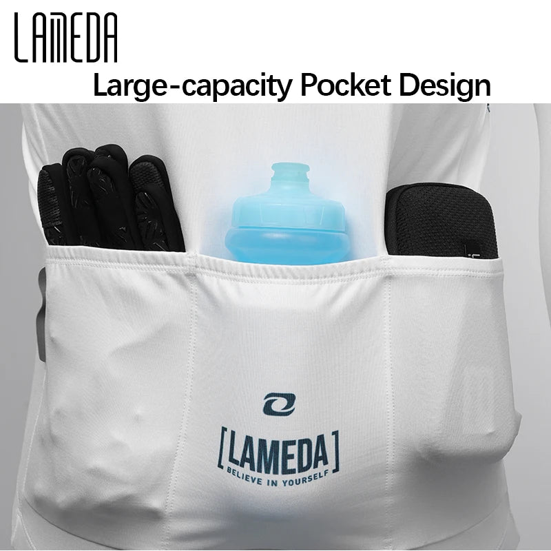 LAMEDA Men's Long-sleeved Cycling Jersey Quick Dry Breathable Spring Bicycle Jersey Racing Clothing MTB Jersey Man with Pockets