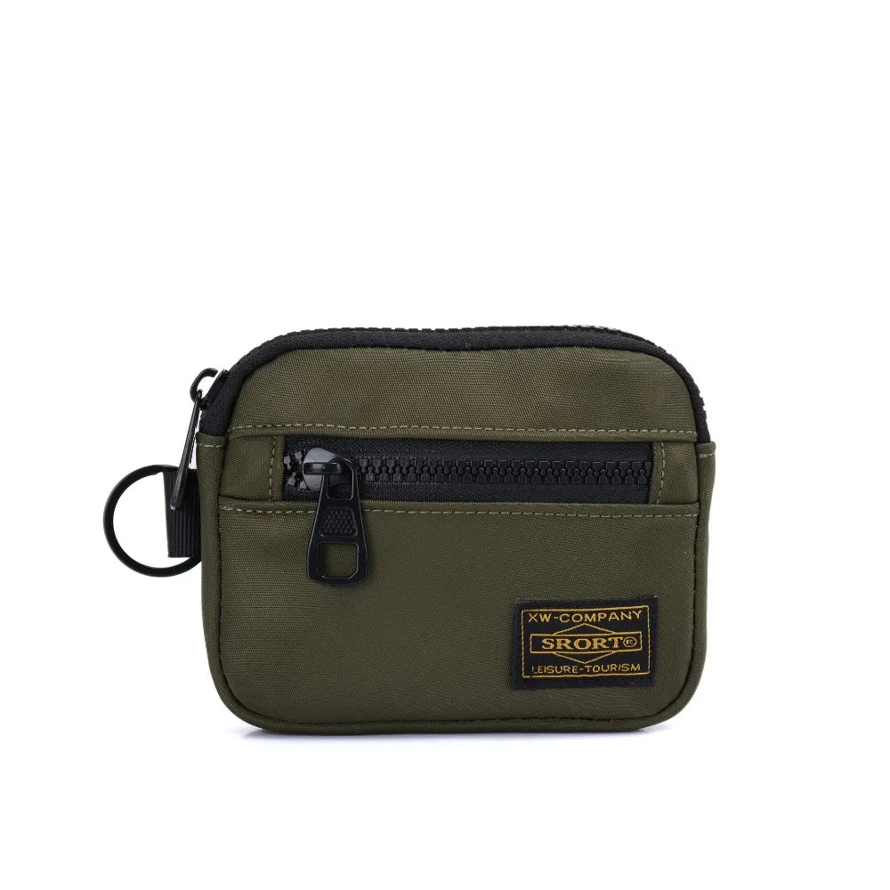 Casual Men's Coin Purse Canvas Zipper Short Wallet Retro Key Holder Small Money Bag Trend Youth Mini Handbag