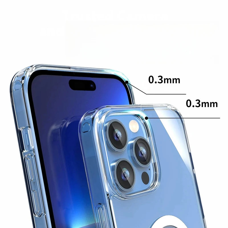 Acrylic Magnetic Case For iPhone 16 15 14 13 12 Pro Max Luxury Ultra Clear Magsafe Cover Shockproof PC+TPU Shell Silicone Cases
